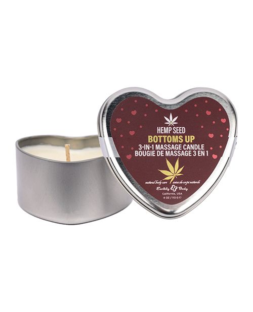 Earthly Body 2025 Valentines 3 in 1 Massage Heart Candle-Bottom's Up