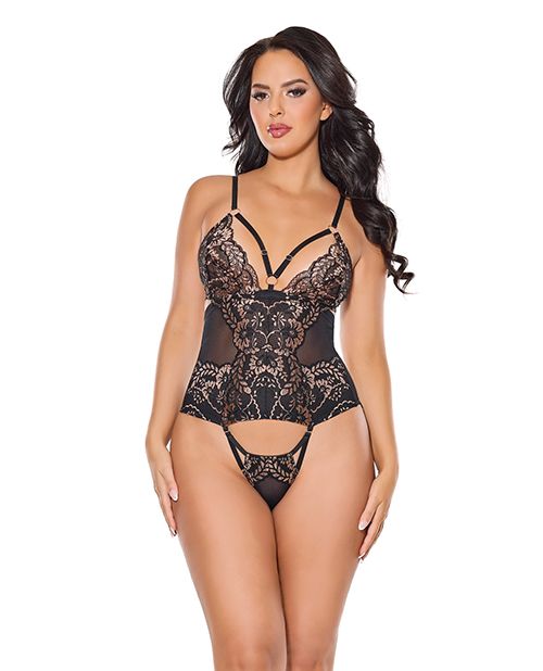 Coquette Lace and Mesh Teddy With Removable Backless Panty