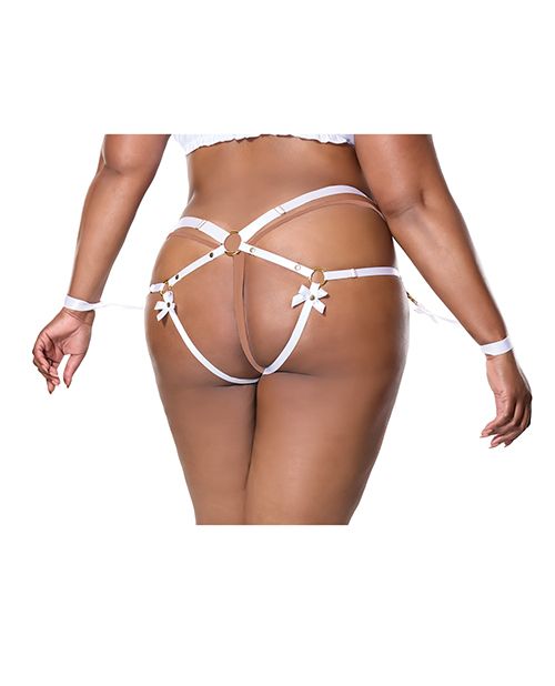 Coquette Satin Ribbon With Elastic Harness & Cuffs Set