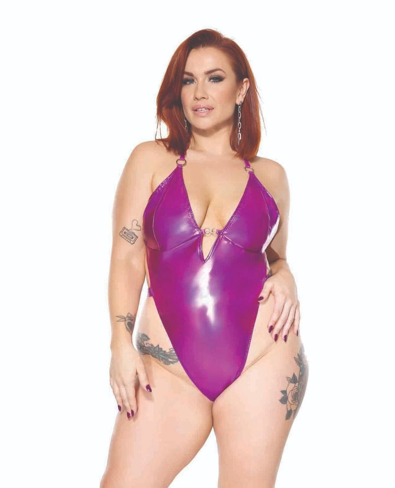 Darque PVC Halter Teddy With Adjustable Straps