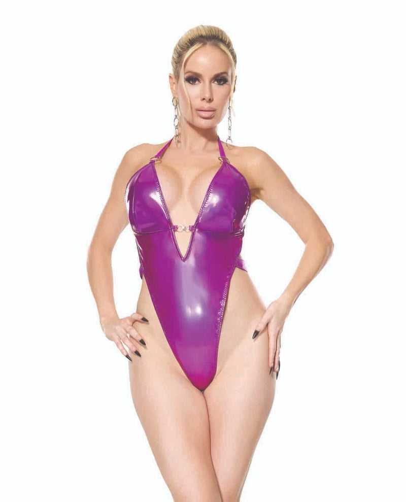 Darque PVC Halter Teddy With Adjustable Straps