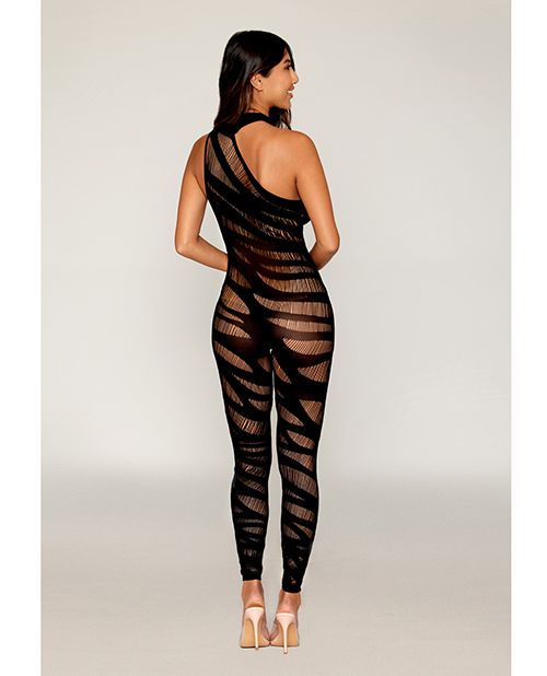 Black Diamond Asymmetrical Knitted Bodystocking