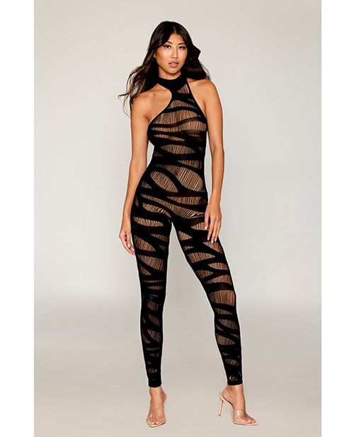 Black Diamond Asymmetrical Knitted Bodystocking