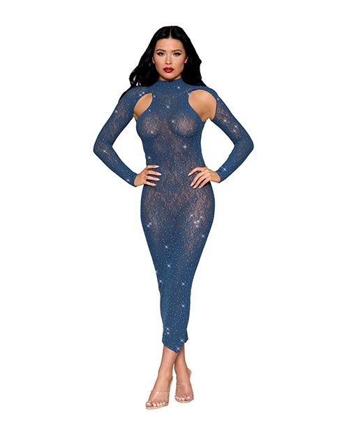 Black Diamond Long-Sleeved Seamless Open Back Bodystocking Gown