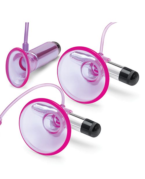 Lux Fetish Vibrating Nipple Suckers With Clitoral Pump & Quick Release