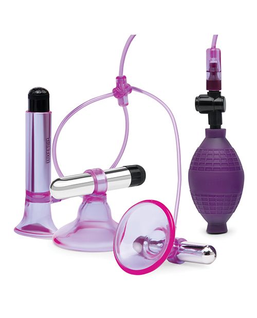 Lux Fetish Vibrating Nipple Suckers With Clitoral Pump & Quick Release