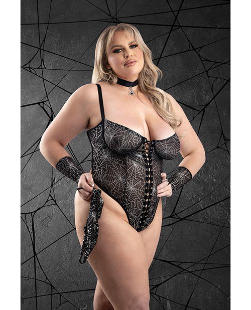 Play Into My Web Lace-up Teddy 4 Piece Set