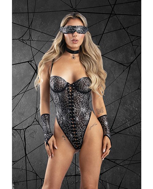 Play Into My Web Lace-up Teddy 4 Piece Set