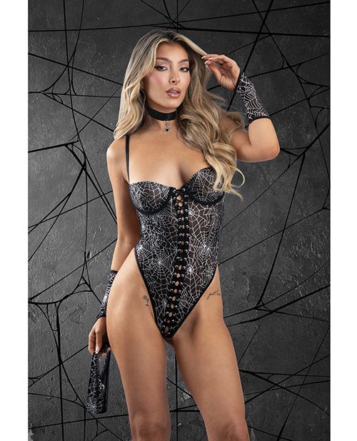 Play Into My Web Lace-up Teddy 4 Piece Set