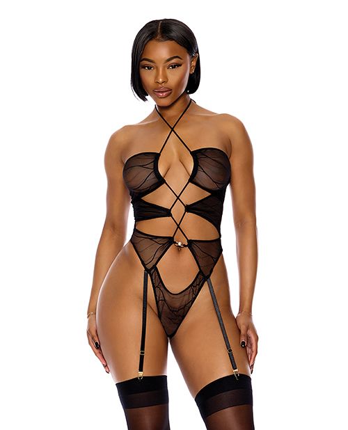 Forplay Pull My Strings Sheer Mesh Halterneck Teddy