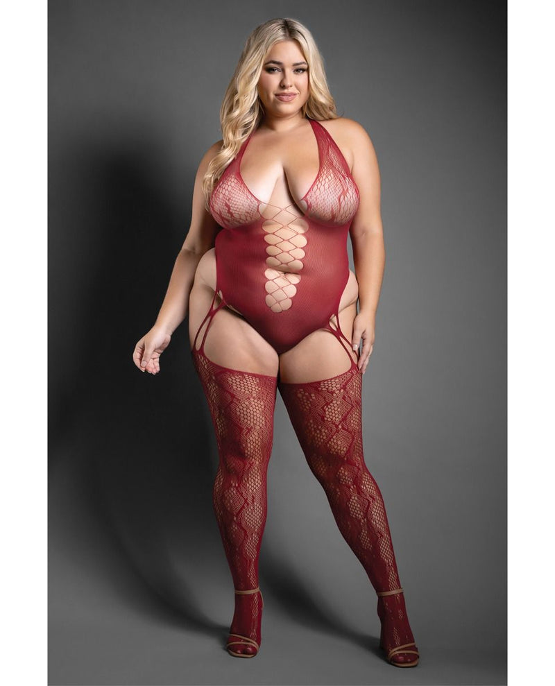 Sheer Fantasy Pretty Poison Snakeskin Pattern Halter Bodystocking