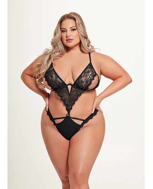 House of Desire Nadia Lace & Mesh Cutout Teddy