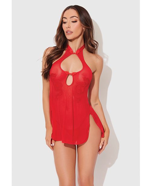 House of Desire Dragon Mesh & Applique Chemise With G-String