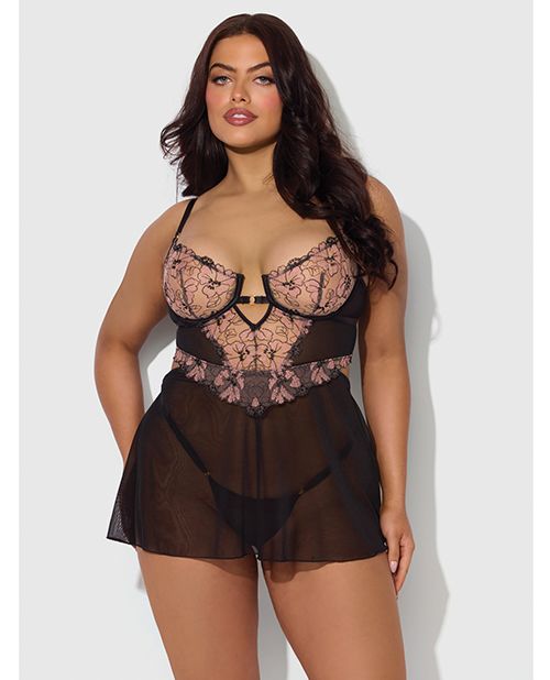 House of Desire Nova Lace & Mesh Babydoll With G-String