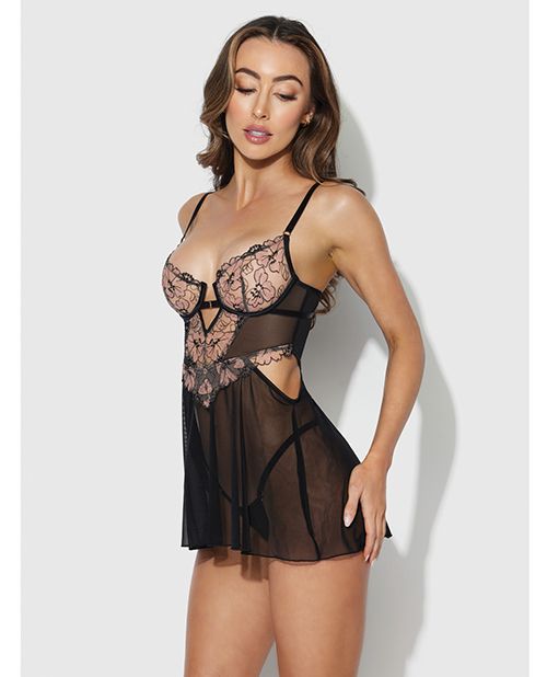 House of Desire Nova Lace & Mesh Babydoll With G-String