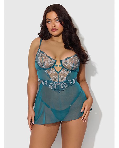 House of Desire Nova Lace & Mesh Babydoll With G-String