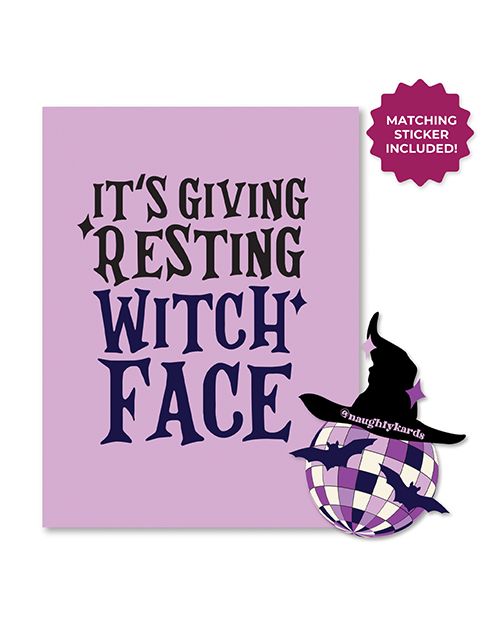 Kush Kards Halloween Witch Face Greeting Card With Sticker