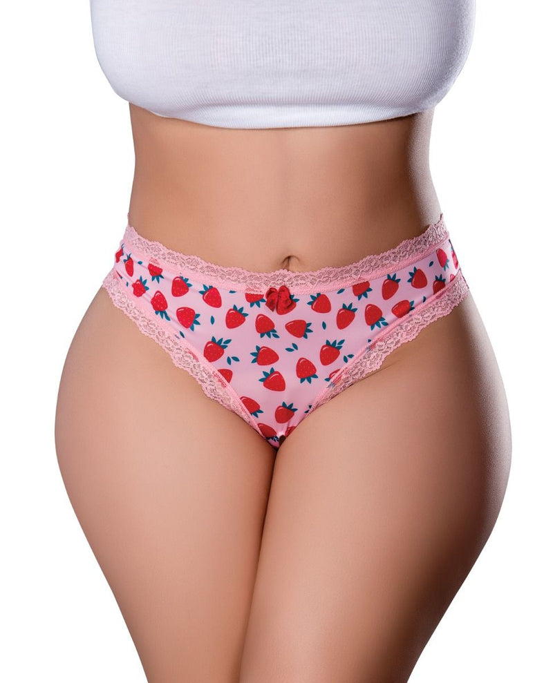 Exposed Sweet Treats Crotchless Thong With Strawberry Lube