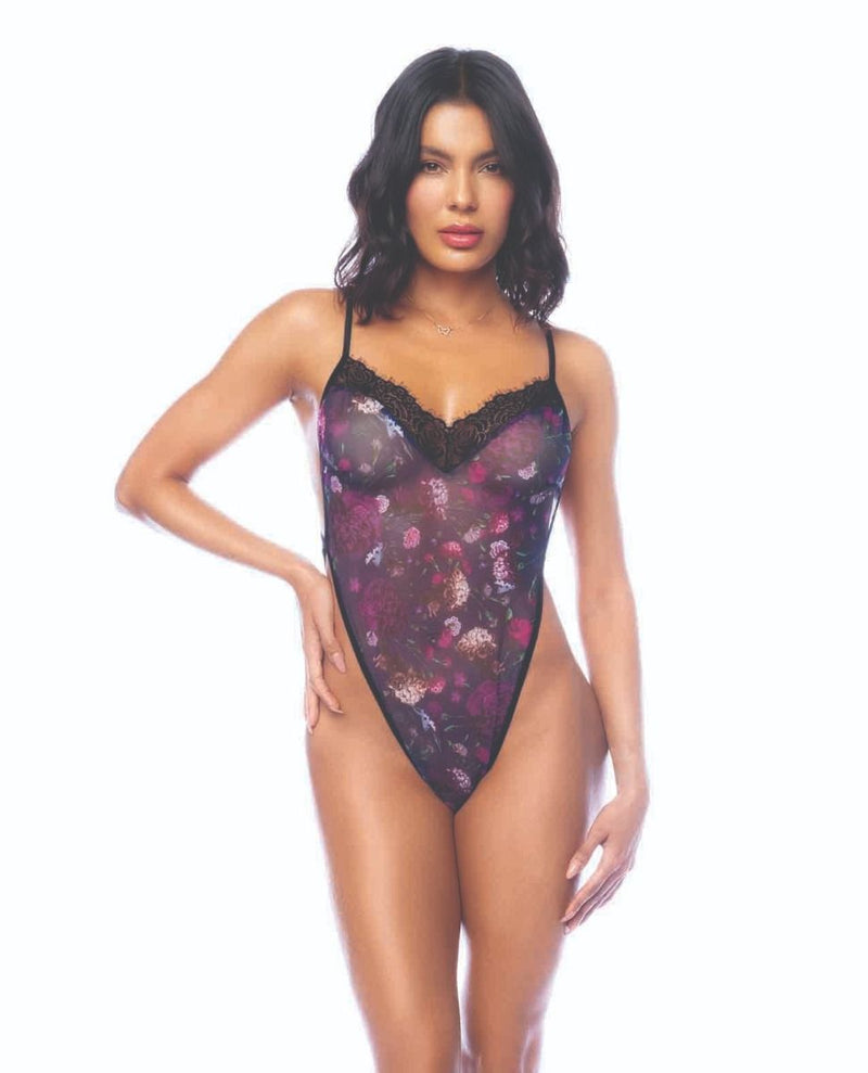 Mapale Night Butterfly Bodysuit With Hook and Eye Crotch Closure