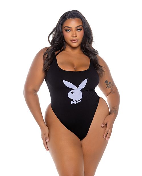 Playboy Scoop Neck Teddy With Thong Back & Bunny Logo