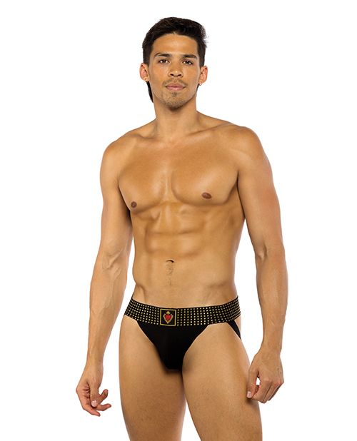 Roma Confidential Sacred Heart Jockstrap With Contoured Pouch & Studded Elastic Waist