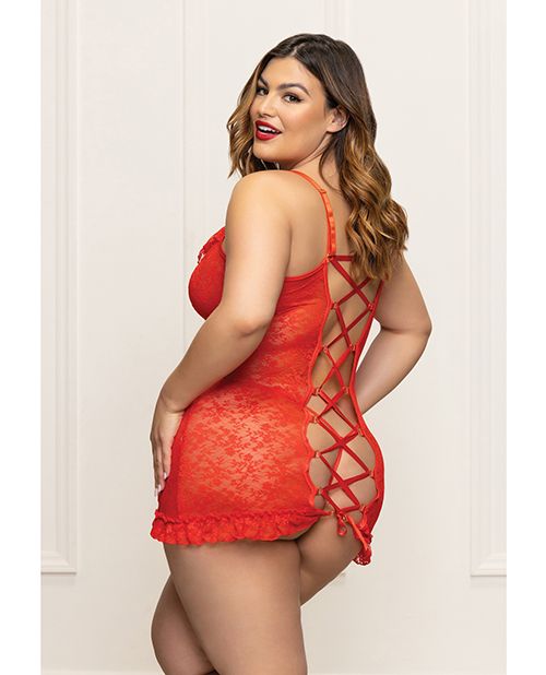 Seven Til Midnight Lace Chemise With Ruffle Trim & G-String