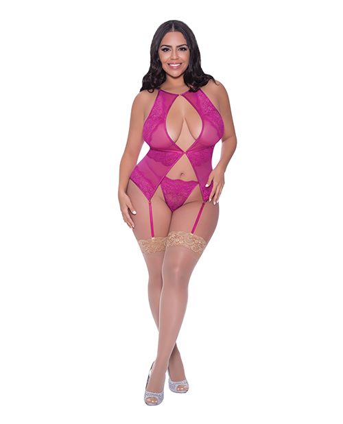 Magic Silk Berrylicious Lace Halter Basque & G-String